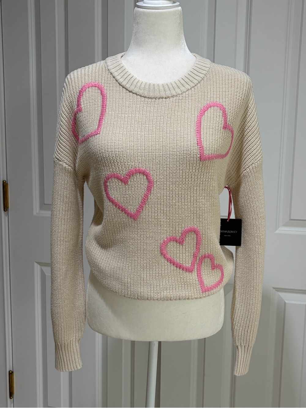Cynthia Rowley Cream/Pink Sweater Size S - Picture 8 of 10